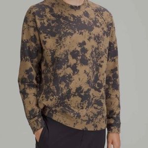 Lululemon Mens Medium Black Brown City Sweat Crew Sweatshirt Tie-Dye Sweater M